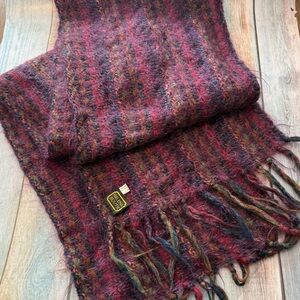 Beautiful Helena Ruth Handmade Wool and Mohair Multicolor Fringe Scarf